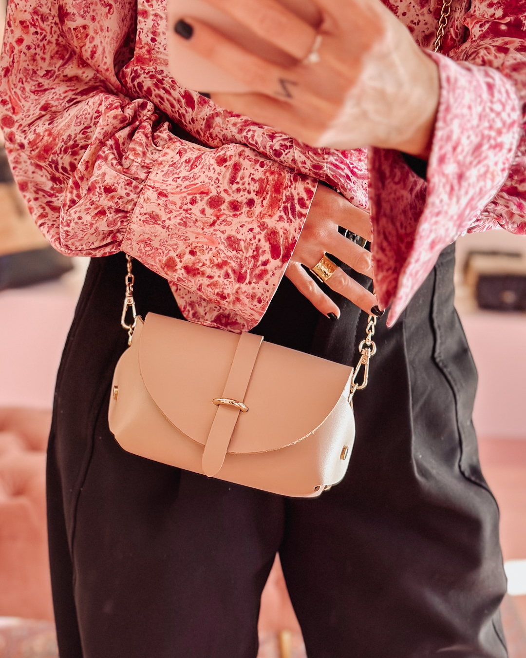 Crossbody mini handbag μπεζ